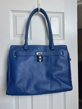 Blue Pebbled Leather Satchel Hand Bag By DANIEL